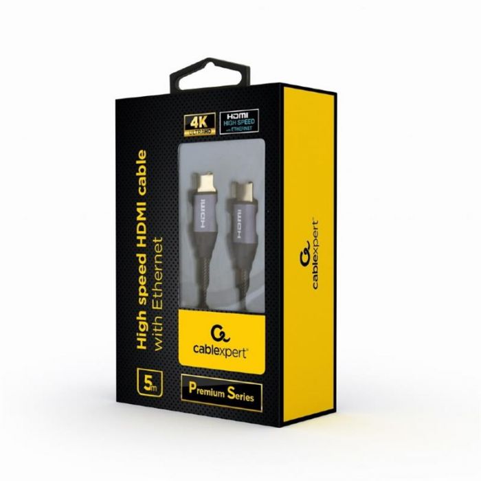 Кабель Cablexpert HDMI - HDMI V 2.0 (M/M), 5 м, чорний/сірий (CCBP-HDMI-5M) коробка