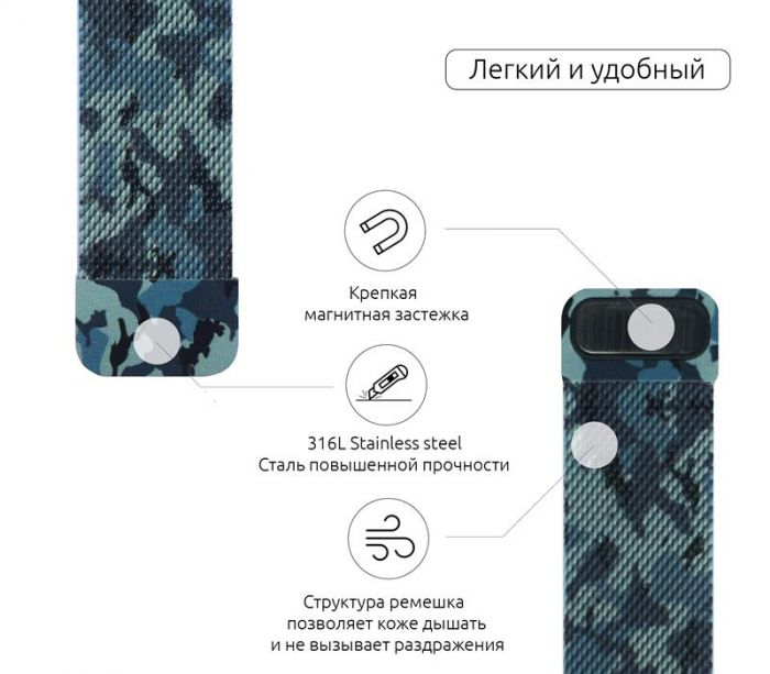 Ремінець Armorstandart Milanese Loop для Apple Watch 38mm/40mm Military Blue (ARM52953)