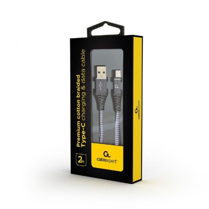 Кабель Cablexpert USB - USB Type-C V 2.0 (M/M), 2 м, сірий (CC-USB2B-AMCM-2M-WB2)