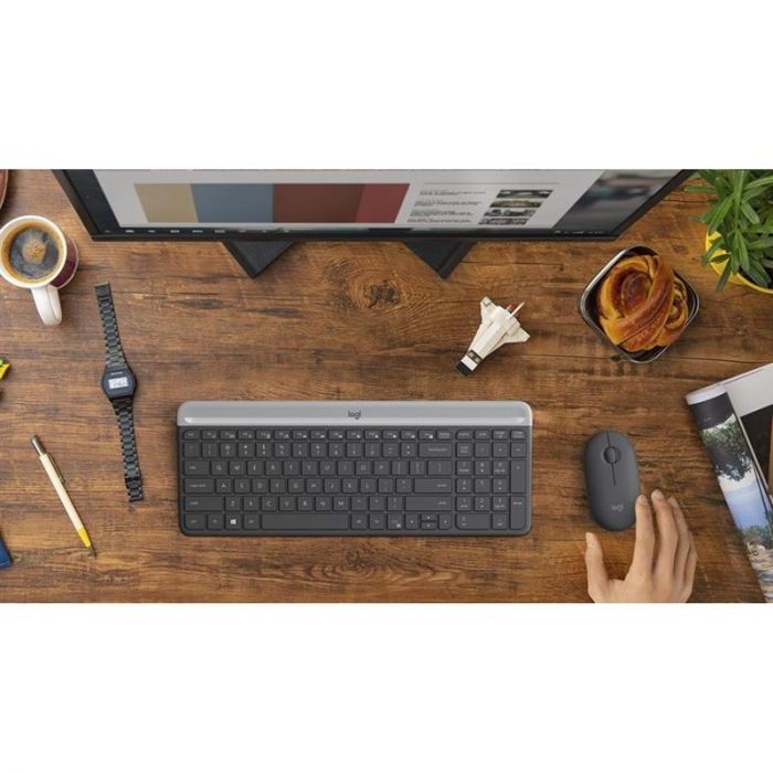 Комплект (клавіатура, мишка) Logitech MK470 Wireless Slim Graphite (920-009206)