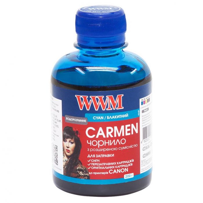 Чорнило WWM Universal Carmen для Сanon серій PIXMA iP/iX/MP/MX/MG Cyan (CU/C) 200г