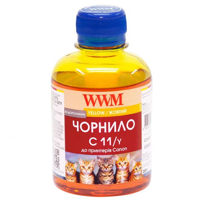 Чорнило WWM для CANON CL511/513/CLI521/CLI426 (Yellow) C11/Y 200г