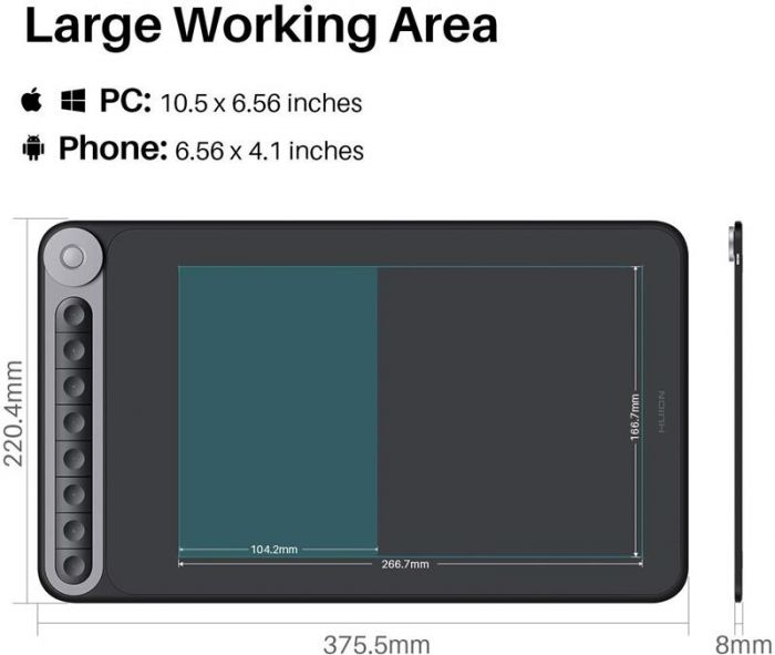 Графічний планшет Huion Inspiroy Dial Q620M + рукавичка Графічний планшет Huion Inspiroy Dial Q620M + рукавичка