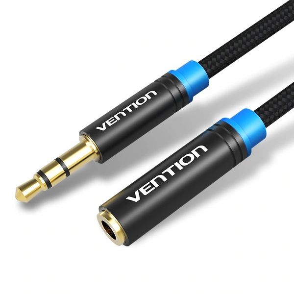 Кабель Vention Audio 3.5 мм - 3.5 мм (М/F), 2 м, чорний (VAB-B06-B200-M)