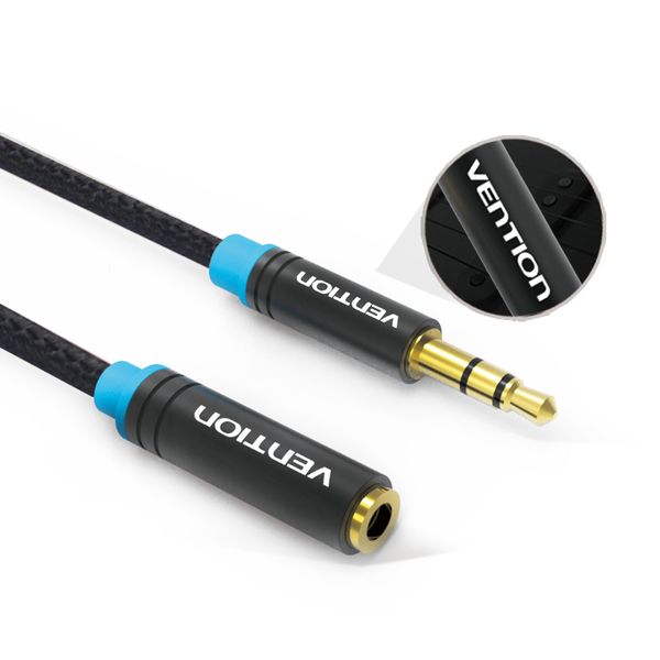 Кабель Vention Audio 3.5 mm M - 3.5 mm F, 5 m, Black (VAB-B06-B500-M)