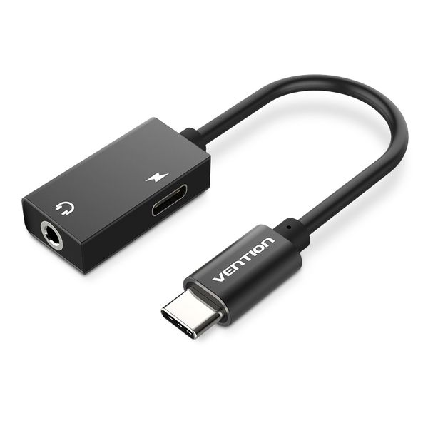 Адаптер USB Type C - 3.5 мм з блоком живленя, 0.1 m, Black (BGGBA)
