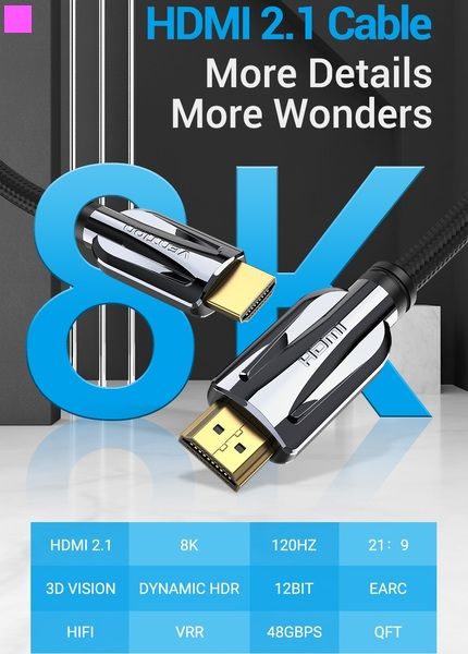 Кабель Vention HDMI-HDMI, 2 m, v2.1 (AALBH)