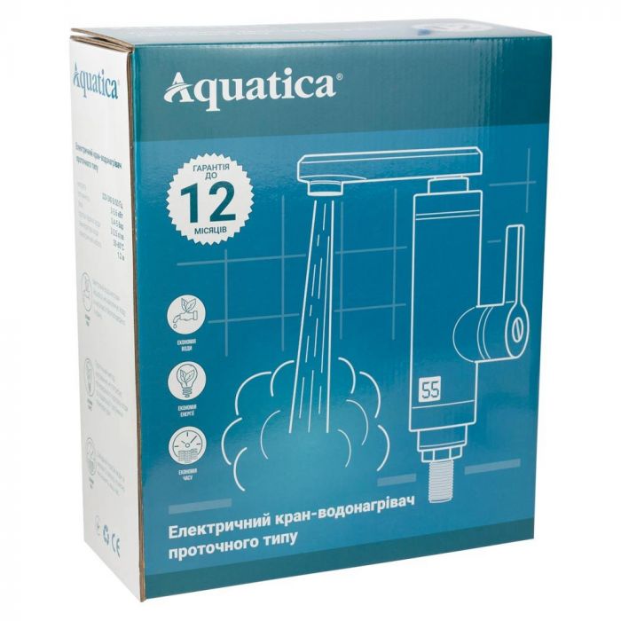 Кран-водонагрівач проточний LZ 3.0кВт 0.4-5бар для кухні гусак вухо на гайці AQUATICA LZ-6B111W (9795103)