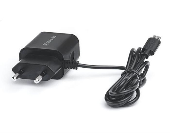 Мережевий зарядний пристрій REAL-EL CH-215 (2USB, 2.1A) Black + кабель microUSB