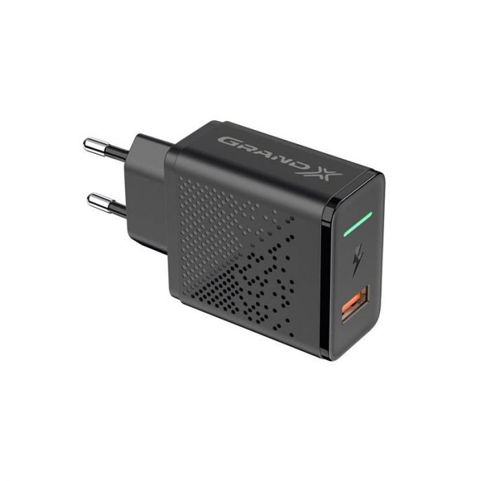 Мережевий зарядний пристрій Grand-X Quick Charge 3.0 (1хUSB, 18W) Black (CH-650)