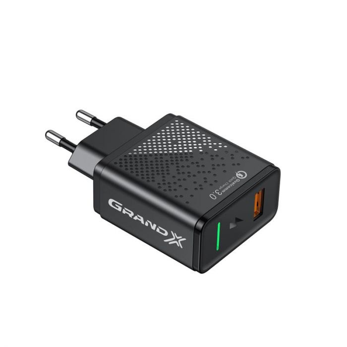 Мережевий зарядний пристрій Grand-X Quick Charge 3.0 (1хUSB, 18W) Black (CH-650)