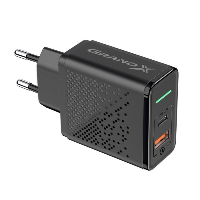 Мережевий зарядний пристрій Grand-X Fast Сharge 6в1 (1хUSB, 1хTypeC, 20W) Black (CH-880)