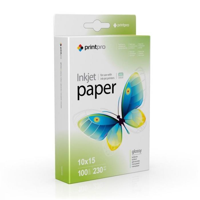 Папiр PrintPro глянсовий 230г/м2 10x15см 100арк. (PGE2301004R)