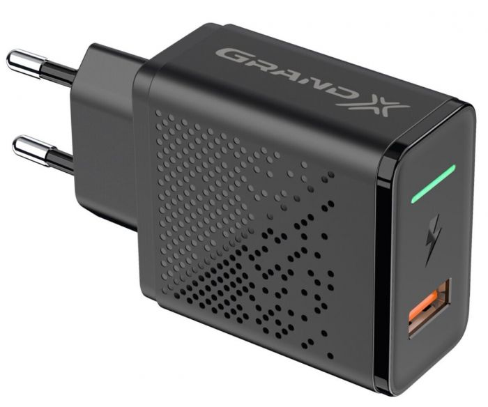 Мережевий зарядний пристрій Grand-X Quick Charge 3.0 (1хUSB, 18W) Black (CH-650)