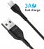 Кабель Grand-X USB-USB Type C, Cu, 3A, 1м, Fast Сharge, Black (PC-03B)