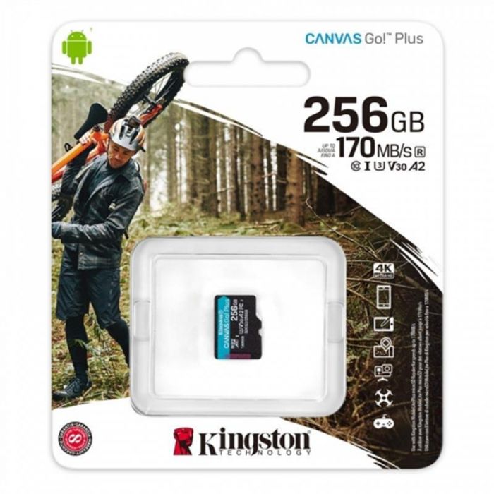 Карта пам`яті MicroSDXC 256GB UHS-I/U3 Class 10 Kingston Canvas Go! Plus R170/W90MB/s (SDCG3/256GBSP)