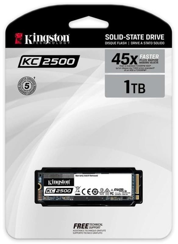 Накопичувач SSD 1TB M.2 NVMe Kingston KC2500 M.2 2280 PCIe 3.0 x4 3D TLC (SKC2500M8/1000G)