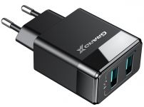 Мережевий зарядний пристрій Grand-X (2xUSB 2.4А) Black (CH-50)