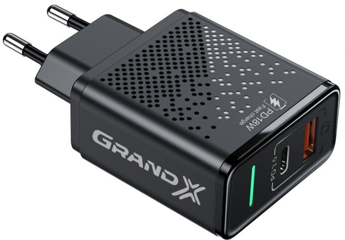 Мережевий зарядний пристрій Grand-X Fast Сharge 6в1 (1хUSB, 1хTypeC, 20W) Black (CH-880)