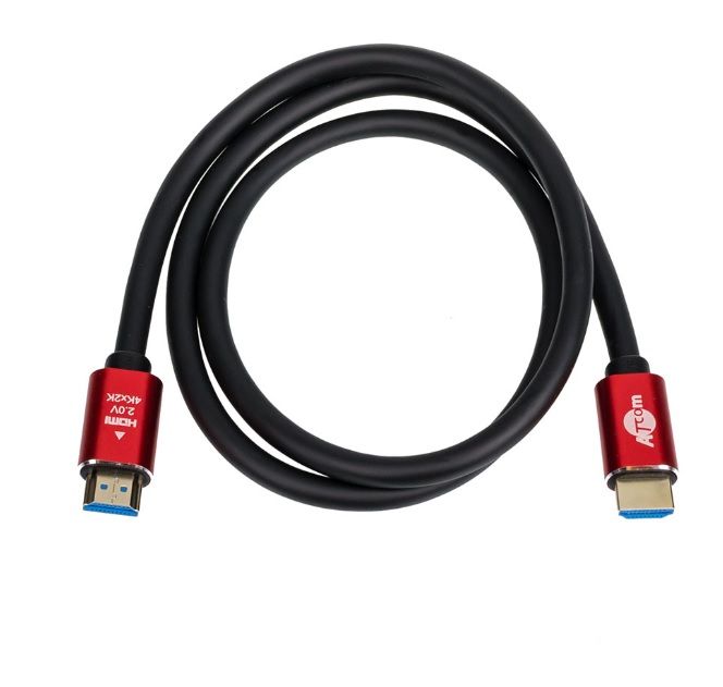 Кабель Atcom (24943) HDMI-HDMI ver 2.0, 4K, 3м Red/Gold, пакет