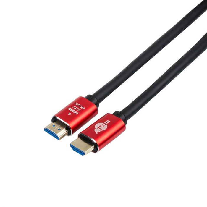Кабель Atcom (24942) HDMI-HDMI ver 2.0, 4K, 2м Red/Gold, пакет