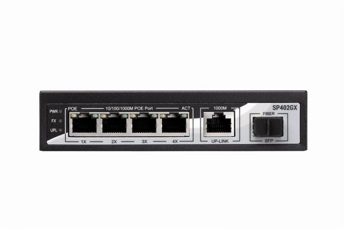 Комутатор 2E PowerLink SP402GX (4xGE PoE, 1xGE, 1xSFP Uplink, PoE Max 65W, некерований)