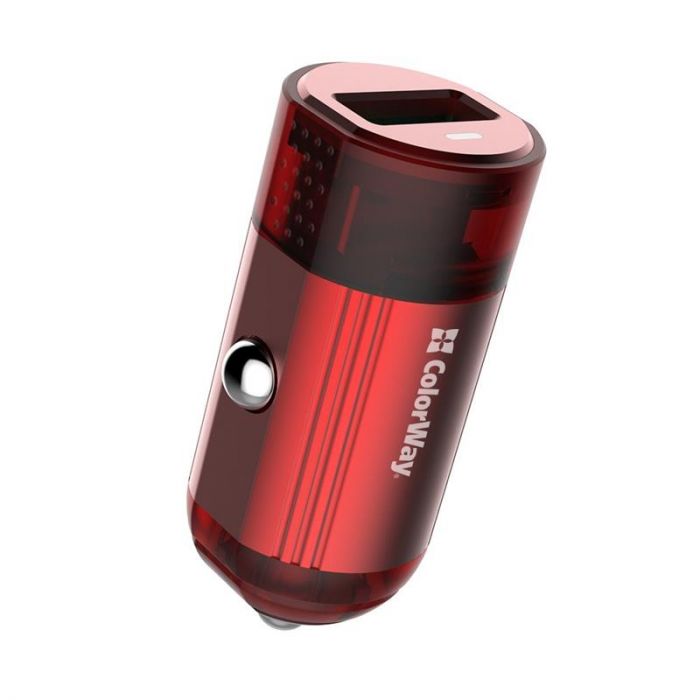 Автомобільний зарядний пристрій ColorWay (1USBх3А) QC3.0 Red (CW-CHA012Q-RD)