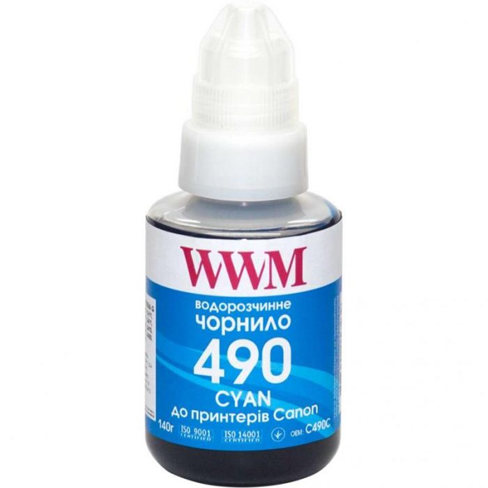 Чорнило WWM Canon Pixma G1400/G2400/G3400 Cyan (C490C) 140г