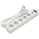 Фільтр живлення PowerPlant JY-1056U/5 (PPSA10M50S5U) 5 розеток, 2xUSB 2.1A, 5 м, євростандарт, білий