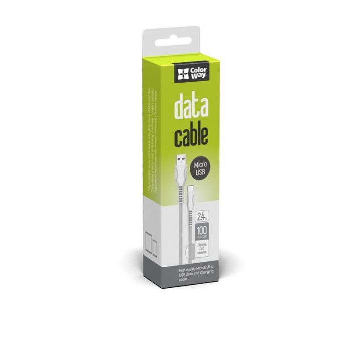 Кабель ColorWay USB - micro USB (M/M), Line-Drawing, 2.4 А, 1 м, White (CW-CBUM028-WH)