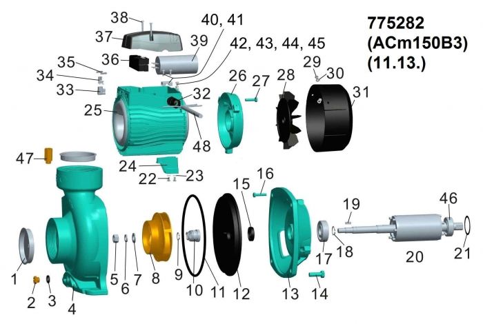 Насос відцентровий 1.5кВт Hmax 14.5м Qmax 1000л/хв 3" LEO 3.0 ACm150B3 (775282)