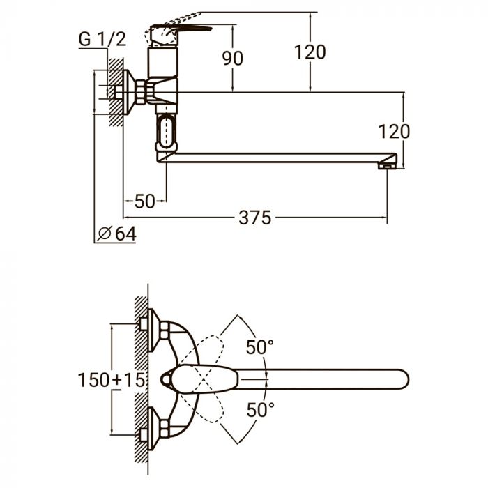 Змішувач KN Ø40 для ванни AQUATICA KN-3C228C (9738230)