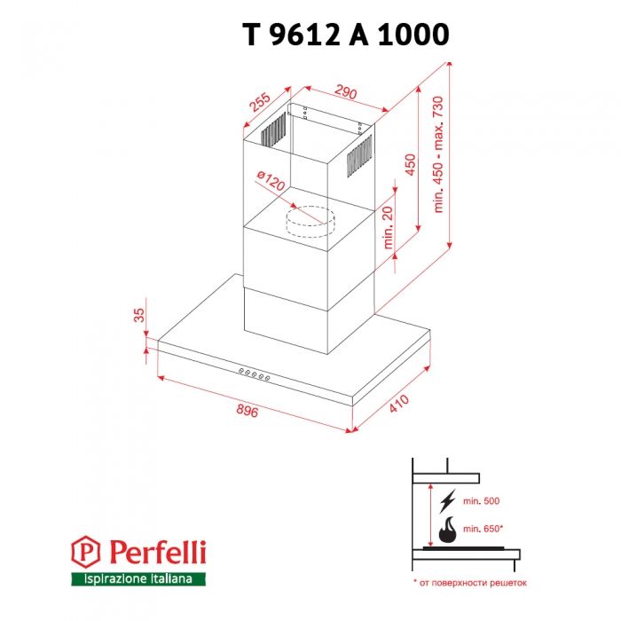 Витяжка Perfelli T 9612 A 1000 W LED