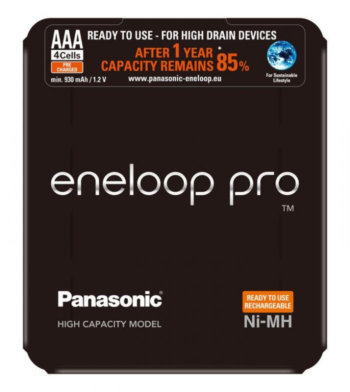 Акумулятори Panasonic Eneloop Pro AAA/HR03 NI-MH 930 mAh BL 4 шт (BK-4HCDE/4LE)