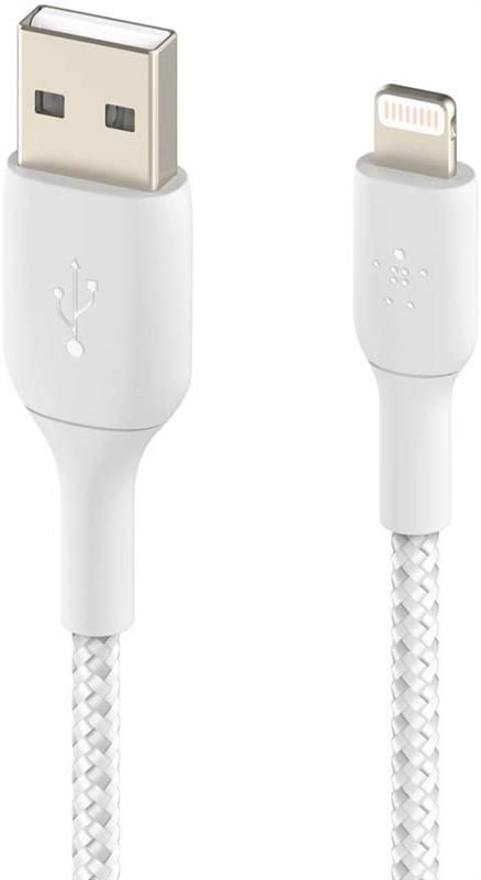 Кабель Belkin Braided USB-Lightning, 1м White (CAA002BT1MWH)