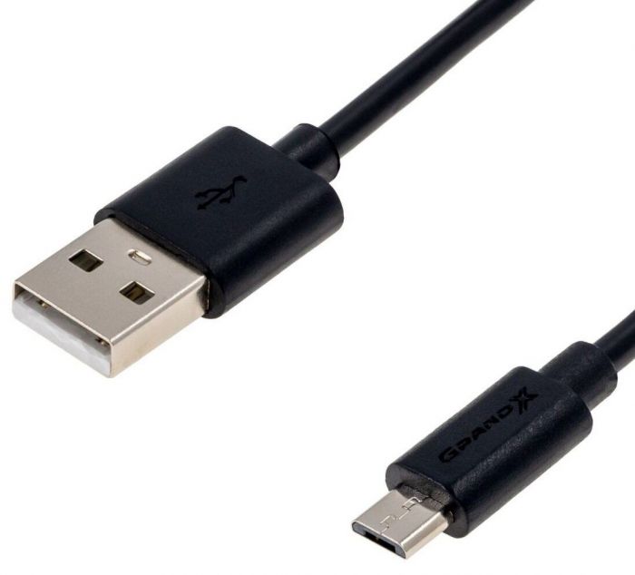 Кабель Grand-X USB-microUSB, Cu, 2.5м Black (PM025B) box