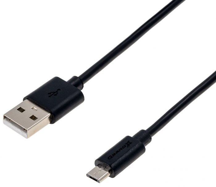 Кабель Grand-X USB-microUSB, Cu, 2.5м Black (PM025B) box