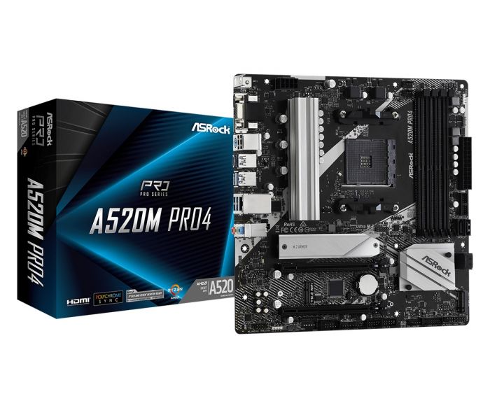 Материнська плата ASRock A520M Pro4 Socket AM4