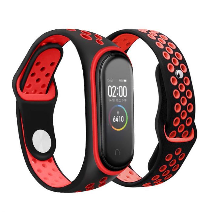 Ремінець BeCover Nike Style для Xiaomi Mi Smart Band 5/Mi Smart Band 6/Mi Smart Band 7 Black-Red (705153)