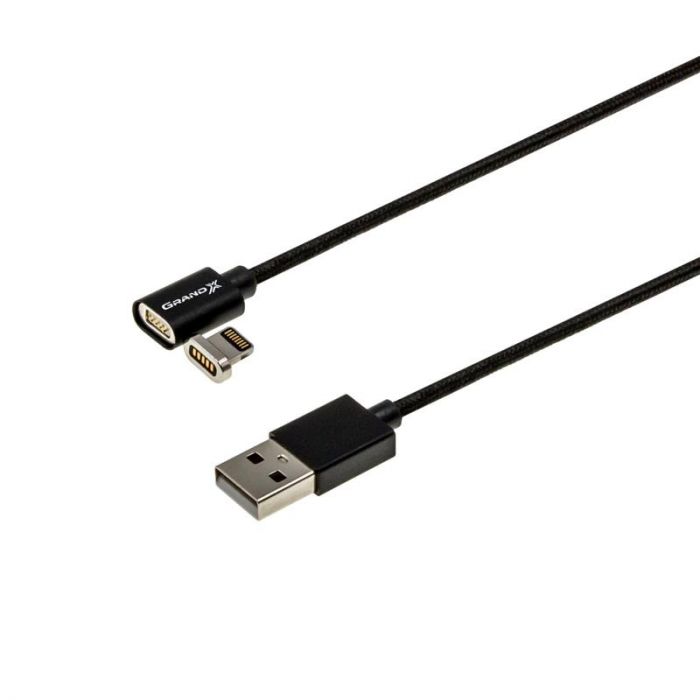 Кабель Grand-X USB - Lightning (M/M), магнітний, 1 м, Black (MG-01L)