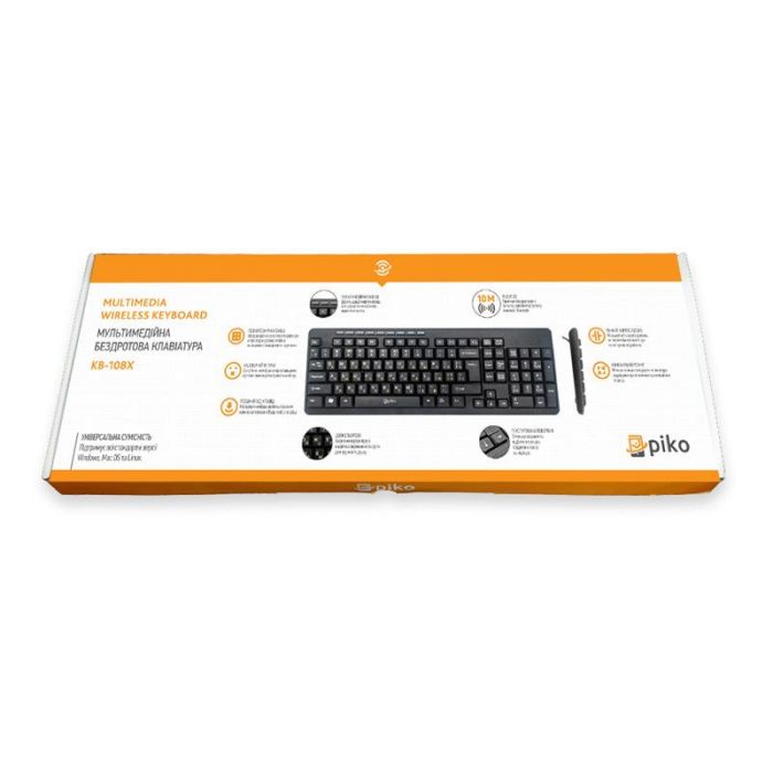 Клавіатура бездротова Piko KB-108X Ukr (1283126467073) Black USB