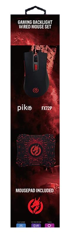 Мишка Piko FX72 (1283126489495) Black USB + килимок