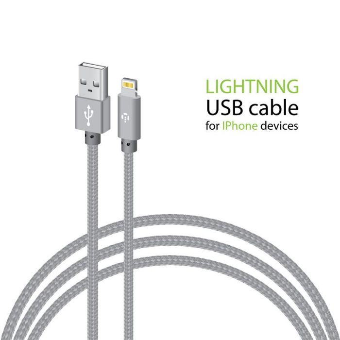 Кабель Intaleo CBGNYL1 USB - Lightning (M/M), 1 м, Grey (1283126477652)