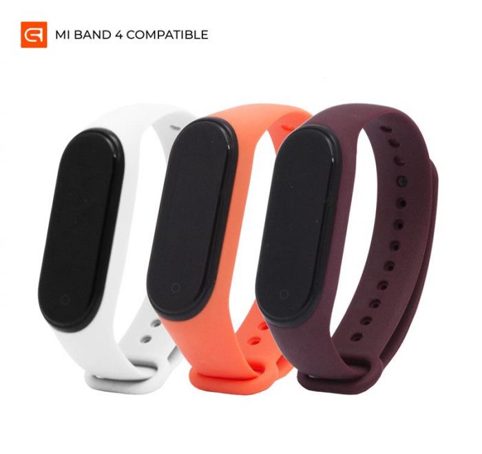 Ремінець Armorstandart для Xiaomi Mi Band 4/3 Marsala/Orange/White 3шт (ARM56667)