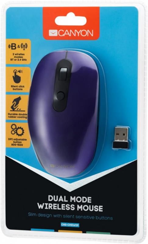 Миша Bluetooth+Wireless Canyon CNS-CMSW09V Violet USB