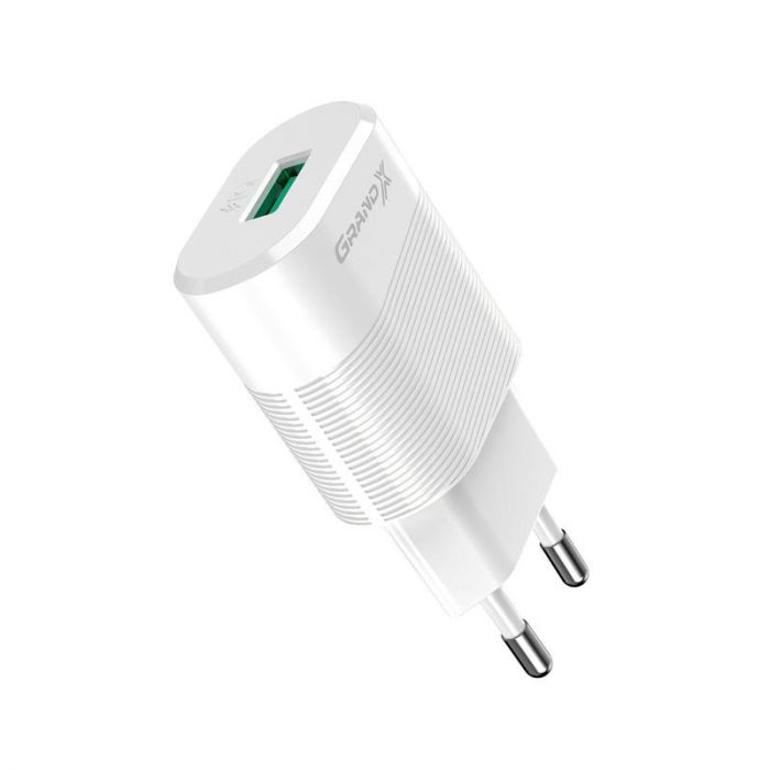 Мережевий зарядний пристрій Grand-X CH-17WL (1xUSB 2.1А) White + кабель Lightning