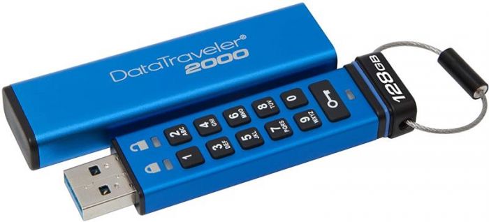 Флеш-накопитель USB3.0 128GB Kingston DataTraveler 2000 Keypad 256bit AES Hardware Encrypted (DT2000/128GB)