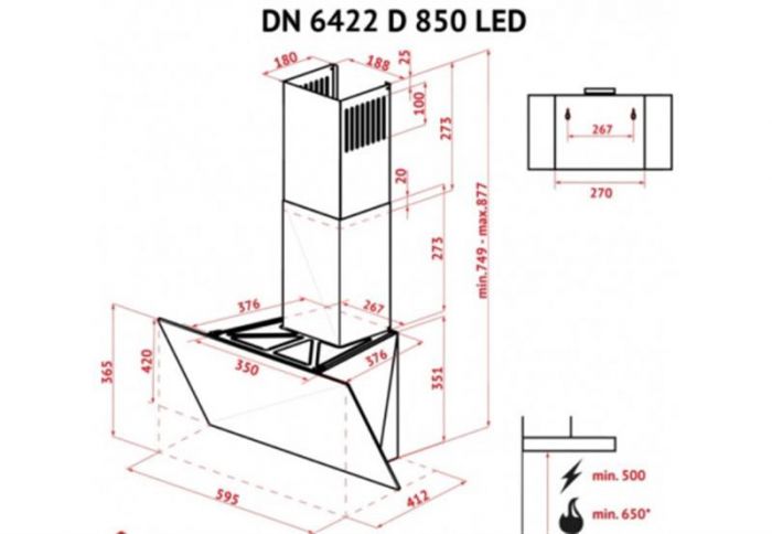 Витяжка Perfelli DN 6422 D 850 IV LED