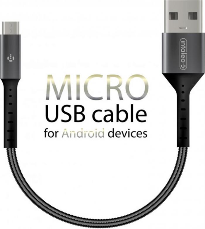 Кабель Intaleo CB0 USB-microUSB 0.2м Black/Grey (1283126495632)