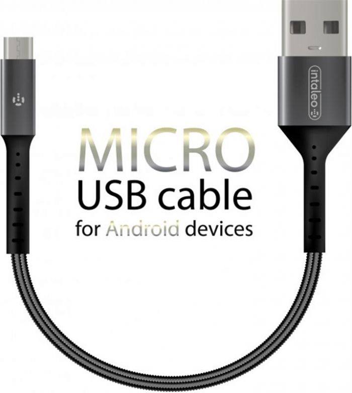 Кабель Intaleo CB0 USB - micro USB (M/M), 0.2 м, Black/Grey (1283126495632)